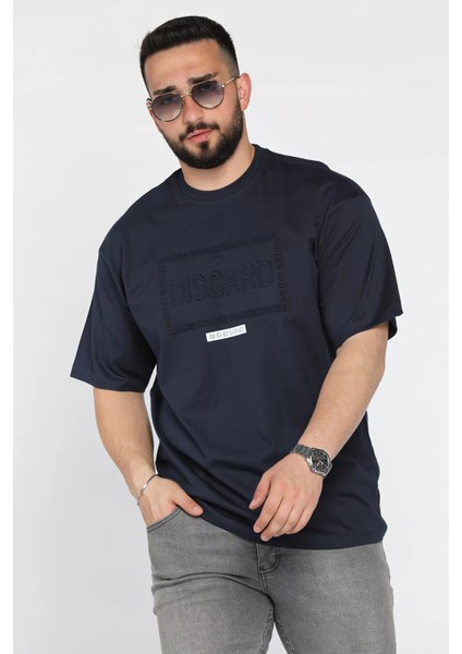 Erkek Yazı Baskılı Oversize Tişört P-00015996