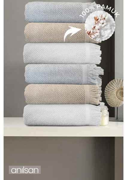 6'lı Jelena Banyo Havlusu - 70X140 Cm, 490GR, %100 Pamuk, Spa ve Otel Havlusu, Günlük Kullanıma Uygun