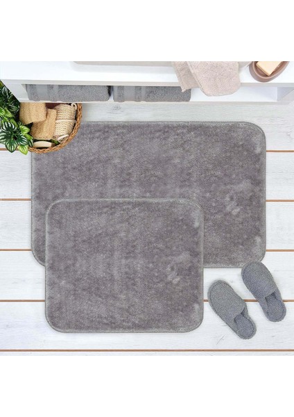 Post 2'li Klozet Takımı - Açık Gri - 60x90 cm + 50x60 cm