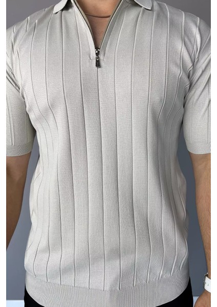 Polo Yaka Yarım Fermuarlı Erkek Triko Tişört P-00011972 modelleri