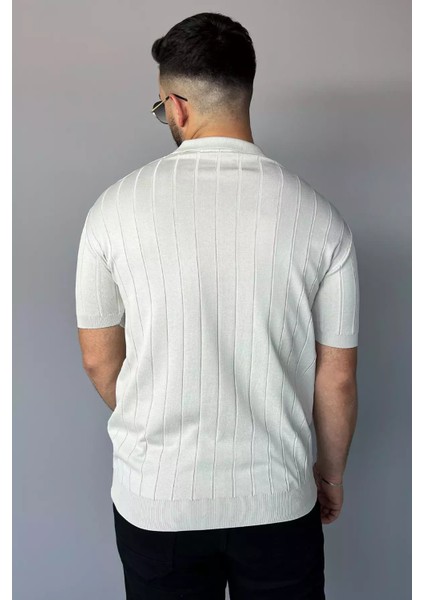 Polo Yaka Yarım Fermuarlı Erkek Triko Tişört P-00011972 fırsatları