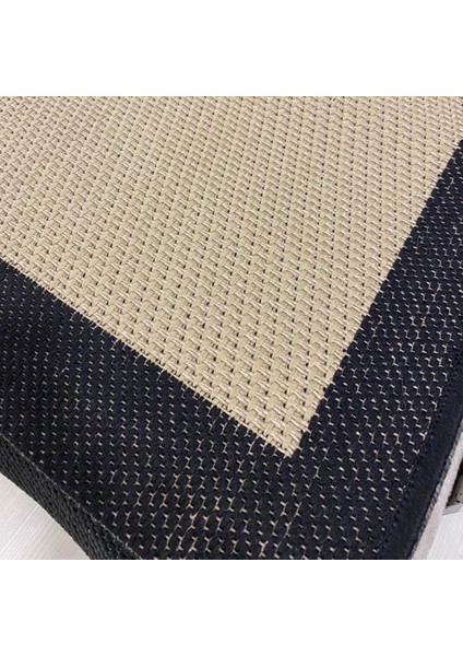 Jüt Sisal Halı 9716 Bej Siyah Serisi Salon Oturma Yatak Odası Halısı