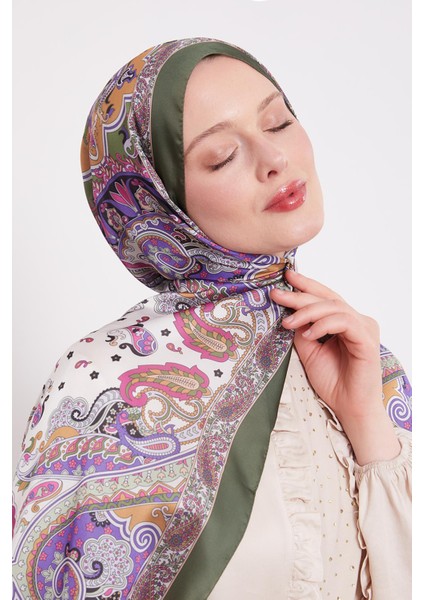 Yeşil Karışık Desenal Hint Ipeği Şal fiyatları