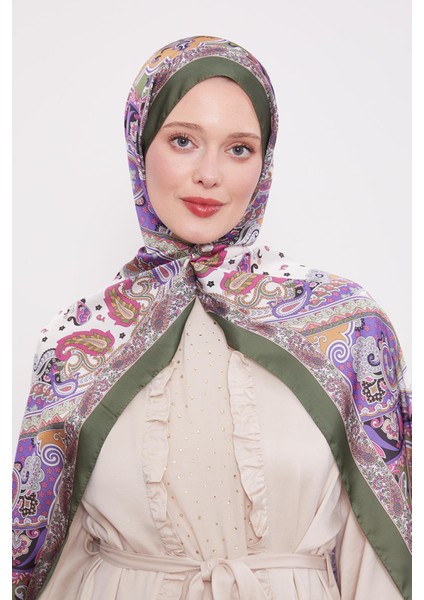 Yeşil Karışık Desenal Hint Ipeği Şal modelleri