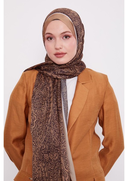 Karamel Baskılı Hint Ipeği Şal