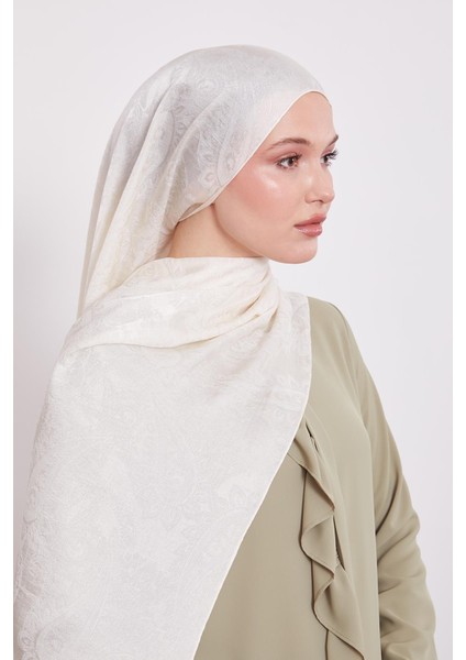 Krem Etnik Desen Italyan Jakar Şal