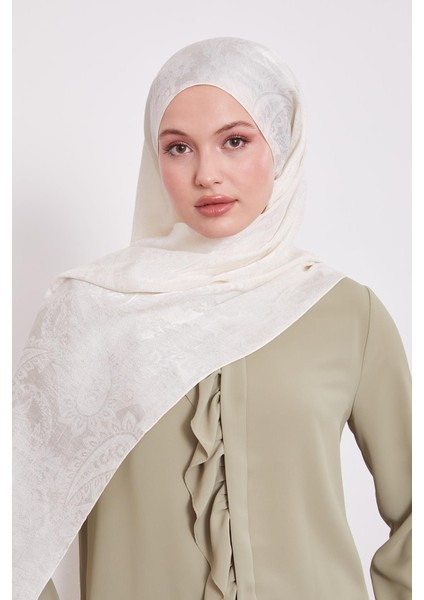 Krem Etnik Desen Italyan Jakar Şal modelleri