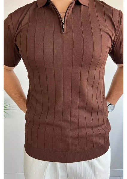 Polo Yaka Yarım Fermuarlı Erkek Triko Tişört P-00011972 modelleri