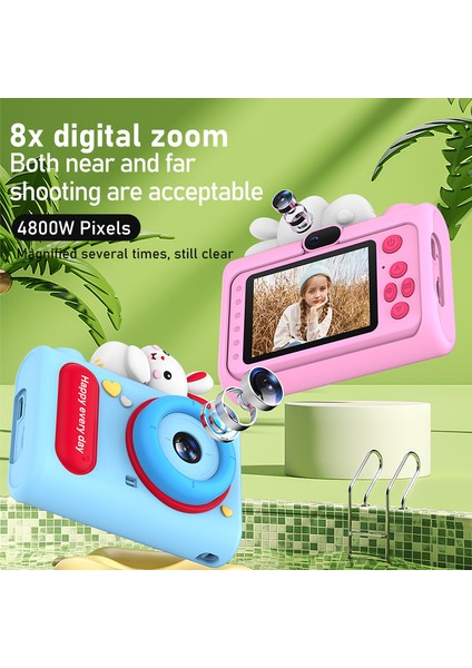 H05 Karikatür Hayvan Tasarım 2.0 Inç Hd Çift Lens 8x Zoom Dijital Kamera Çocuklar Için Video Kaydedici-Pembe Unicorn (Yurt Dışından) fiyatları