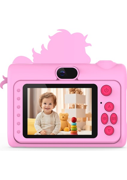 H05 Karikatür Hayvan Tasarım 2.0 Inç Hd Çift Lens 8x Zoom Dijital Kamera Çocuklar Için Video Kaydedici-Pembe Unicorn (Yurt Dışından) indirimleri
