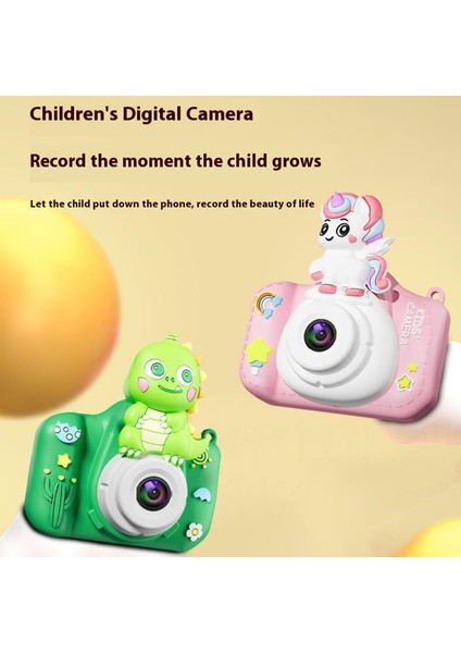 XJ01 2.0 Inç Hd Çift Kameralı Dijital Kamera, 32GB Kart ve Okuyucu Karikatür Çocuk Kamerası-Pembe Tek Boynuzlu At (Yurt Dışından)