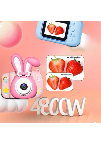 XJ01 2.0 Inç Hd Çift Kameralı Dijital Kamera, 32GB Kart ve Okuyucu Karikatür Çocuk Kamerası-Pembe Tek Boynuzlu At (Yurt Dışından)
