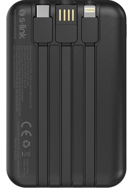 P104 10000MAH Prm Dahili Kablolu HSC22.5W+PD20W Siyah LCD Powerbank