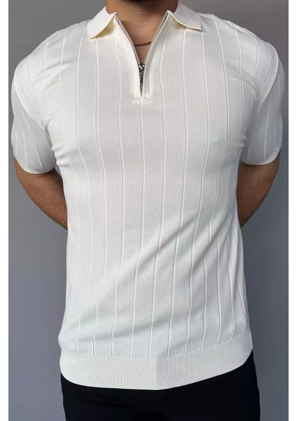 Polo Yaka Yarım Fermuarlı Erkek Triko Tişört P-00011972 modelleri