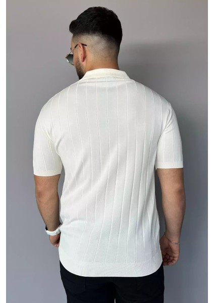 Polo Yaka Yarım Fermuarlı Erkek Triko Tişört P-00011972 fırsatları