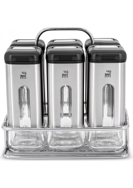 Shinex Inox Standlı 7 Parça Cam Baharat Seti 100 Ml