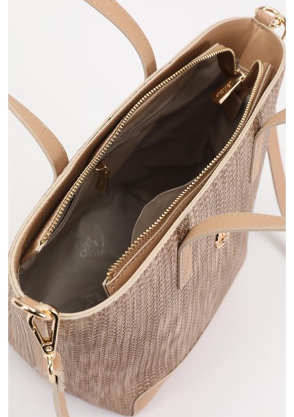 Kadın Siyah-Camel Kumaş Dokulu El Çantas 930064