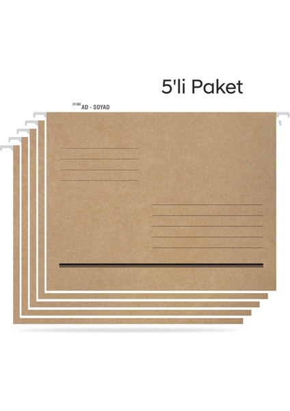 Askılı Dosya Metal Çubuklu Telli Tek Sayfa ASD2001 5 Li Paket