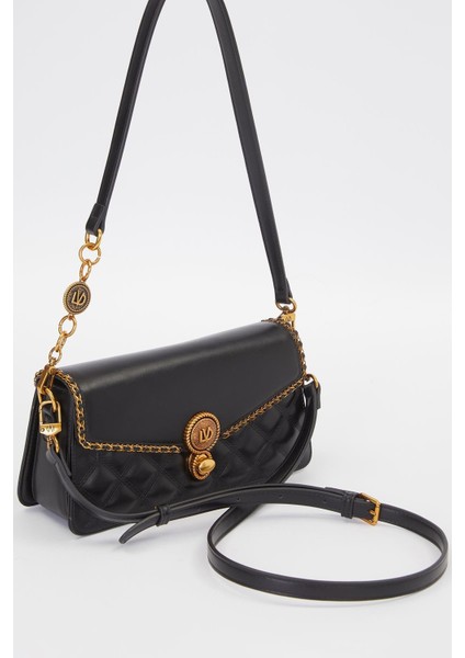 Siyah Burma Kilit Detay Omuz Çantası fiyatları