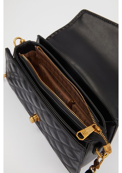 Siyah Burma Kilit Detay Omuz Çantası fırsatları