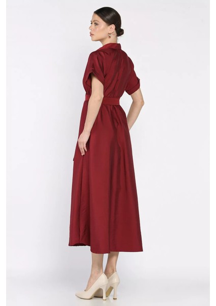 Boydan Düğmeli Bel Lastikli Kemerli Kısa Kol Elbise P-00017208 modelleri