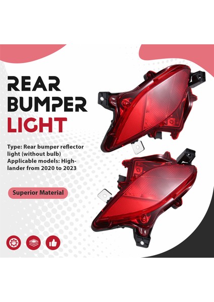 Toyota Highlander 2020-2023 Için Arka Tampon Fren Lambası Reflektör Lambaları 81480-0E060 81490-0E060 (Yurt Dışından)