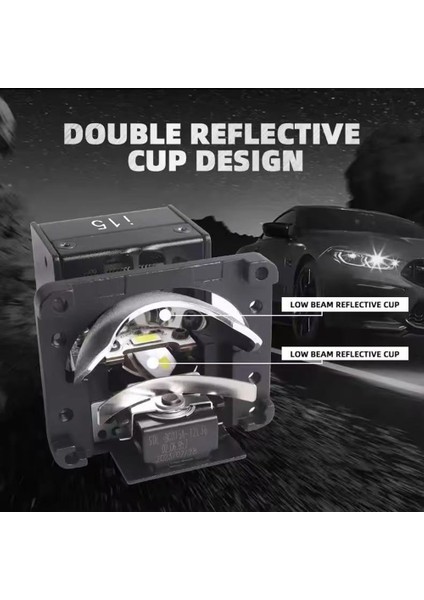 Evrensel Araba Moto 1.5 Inç Matris LED Far Çift Işık Merceği Uzun Far ve Kısa Far Desteği 6000K Işık (Yurt Dışından)
