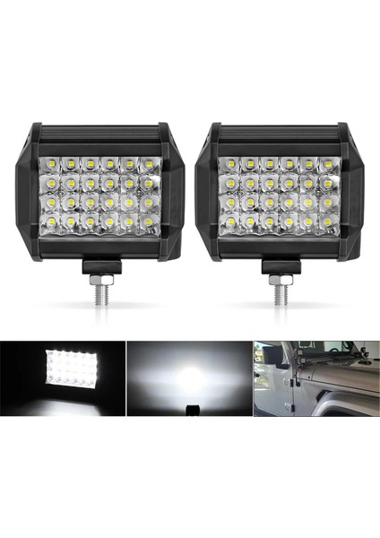 2 Adet Araba 12V 24V Far 72W Işık Çubuğu Çalışma Işığı Spot Işığı 4 Inç LED Işık Çubuğu Sis Lambası Kamyon Traktör Tekne Suv Için (Yurt Dışından)