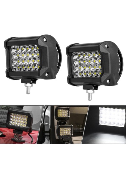 2 Adet Araba 12V 24V Far 72W Işık Çubuğu Çalışma Işığı Spot Işığı 4 Inç LED Işık Çubuğu Sis Lambası Kamyon Traktör Tekne Suv Için (Yurt Dışından)