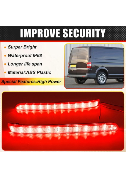 Volkswagen Transporter T5 2012 -2016 Caravelle Multivan Kırmızı Için LED Arka Tampon Reflektör Işığı Kuyruk Sinyal Lambası (Yurt Dışından)