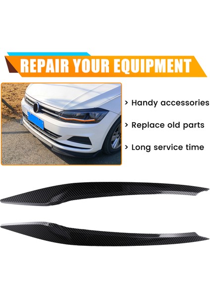 Araba Far Kaş Kalıplama Trim Sticker Vw Polo 2019-2022 Lamba Göz Kapakları Dekoratif Şeritler Kapak Kapağı,c (Yurt Dışından)