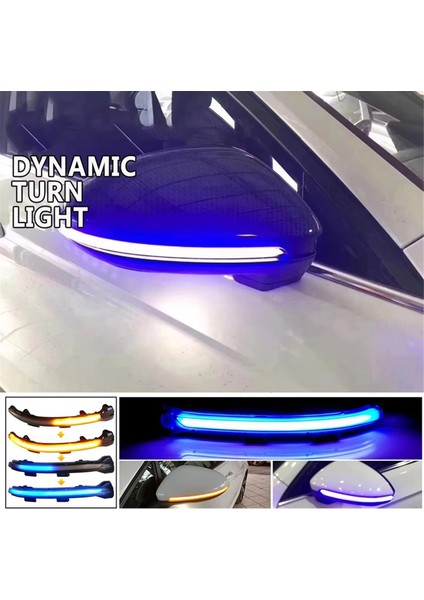 Araba Dönüş Işığı LED Dikiz Dinamik Akan Tip Dönüş Işığı Vw Golf 7 Çift Renkli Bir Tarafı Mavi (Yurt Dışından)