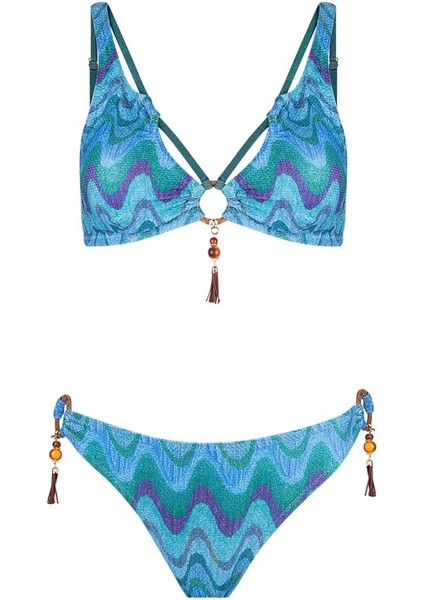 5634 Mavi Simli Bikini Takımı