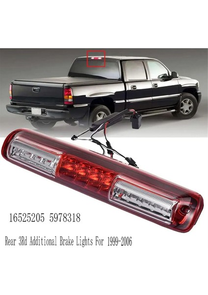 16525205 Araba Arka 3. Ek Fren Lambaları Yüksek Fren Durdurucu Chevy Silverado Gmc Sierra 1999-2006 5978318 Kırmızı (Yurt Dışından)