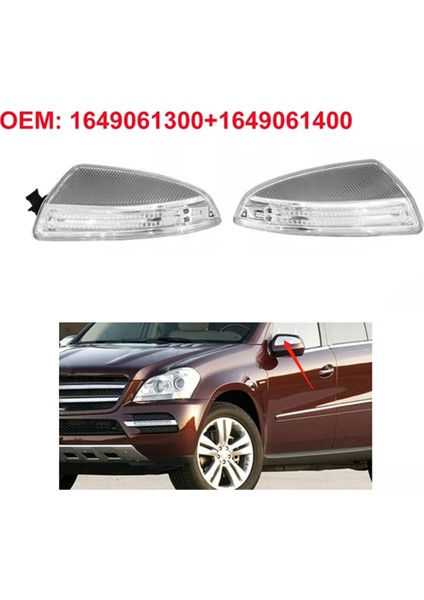1 Çift Kapı Yan Ayna Dönüş Sinyal Lambası Gösterge Lambası Mercedes Benz W164 ML350 ML550 GL450 A1649061300 A1649061400 (Yurt Dışından)