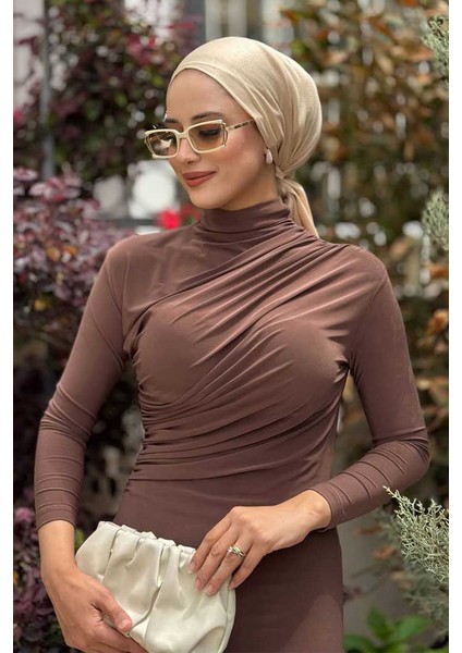 Büzgü Detaylı Sandy Elbise 3970 Kahverengi fırsatları