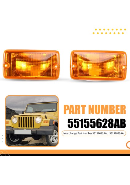 1 Çift Amber Lens Ön Dönüş Sinyal Lambası Muhafazaları 55155629AB 55155628AB Jeep Wrangler Tj 97-06 55157033AA 55157032AA Için (Yurt Dışından)