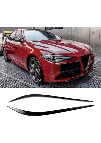 Alfa Romeo Giulia 2015-2024 Parlak Siyah Araba Farı Göz Kapağı Kaş Trimi (Yurt Dışından)