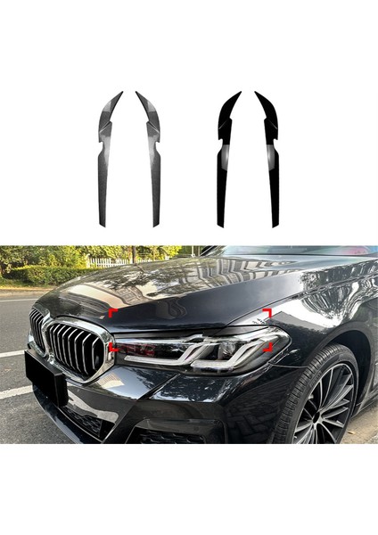 Araba Ön Far Kaşı Far Göz Kapağı Kaşı Bmw 5 Serisi G30 G31 2021-2023 Parlak Siyah (Yurt Dışından)