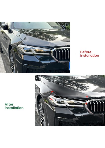 Araba Ön Far Kaşı Far Göz Kapağı Kaşı Bmw 5 Serisi G30 G31 2021-2023 Parlak Siyah (Yurt Dışından)