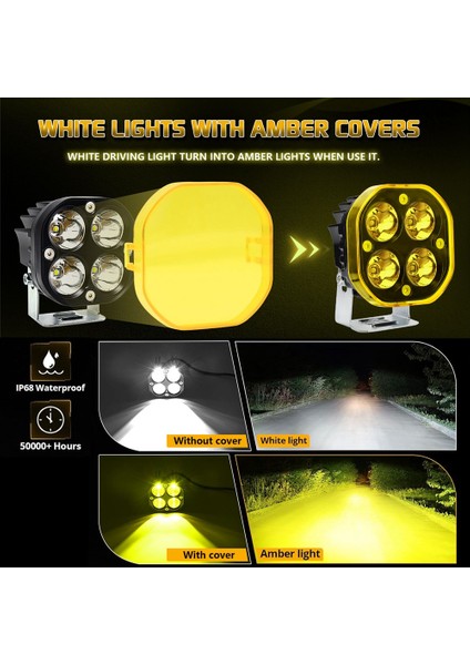 3 Inç LED Çalışma Işığı Amber Lens Kapağı Spot Sis Lambası Sürüş Lambası Araba Motosiklet Atv Utv Kamyon Traktör Için (Yurt Dışından)