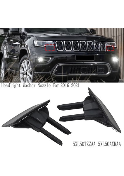 Sol ve Sağ Far Lambası Yıkama Kapağı Far Yıkama Meme Jeep Grand Cherokee 2016-2021 5XL50TZZAA 5XL50AXRAA (Yurt Dışından)