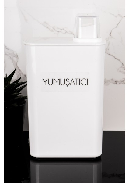Kendinden Ölçekli Deterjan Kutusu Seti Toz Deterjan Yumuşatıcı Etiketli 3000ML Mika Deterjanlık