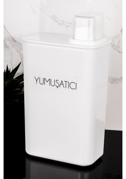 Kendinden Ölçekli Deterjan Kutusu Seti Toz Deterjan Yumuşatıcı Etiketli 3000ML Mika Deterjanlık