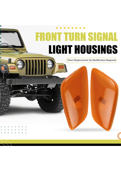 1 Çift Amber Lens Yan Işaret Köşe Lambası Dönüş Sinyal Lambası Muhafazası Jeep Wrangler Tj 1997-2006 55155629AC 55155628AC (Yurt Dışından)