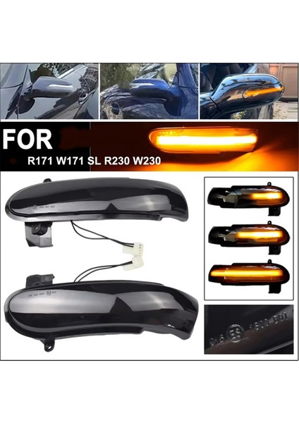 1 Çift Araba Dikiz Aynası Dönüş Sinyali Akış Işığı Mercedes Benz 2008 A1718200421 / A1718200321 Füme Siyah-Akan (Yurt Dışından)