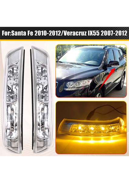 Araba LED Tekrarlayıcı Dikiz Aynası Dönüş Sinyal Lambası Hyundai Santa Fe 2010 2011 2012 Veracruz IX55 2007-2012 (Yurt Dışından)