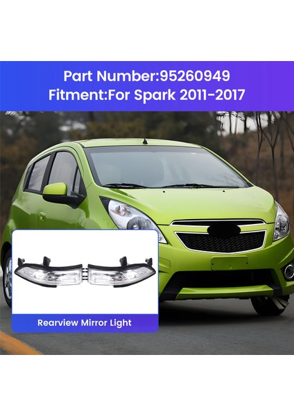 Araba Dikiz Aynası Işığı Dönüş Sinyali Işığı 95260949 Chevrolet Spark 2011-2017 Için (Yurt Dışından)