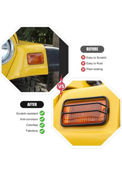 Araba Ön Dönüş Sinyal Lambası Koruyucuları Kapağı Jeep Wrangler Tj 1997-2006 Yan Kaş Işıkları Koruyucuları Aksesuarları (Yurt Dışından)