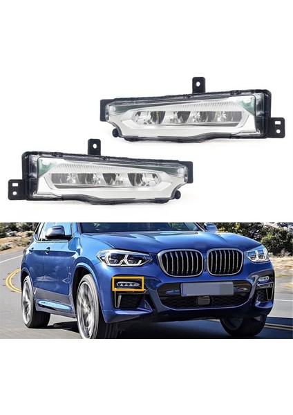Araba Ön Tampon LED Gündüz Farı Bmw X3 X4 G01 G02 17-19 Araba Sürüş Lambası LED Drl Sis Lambası 63177412527 L (Yurt Dışından)